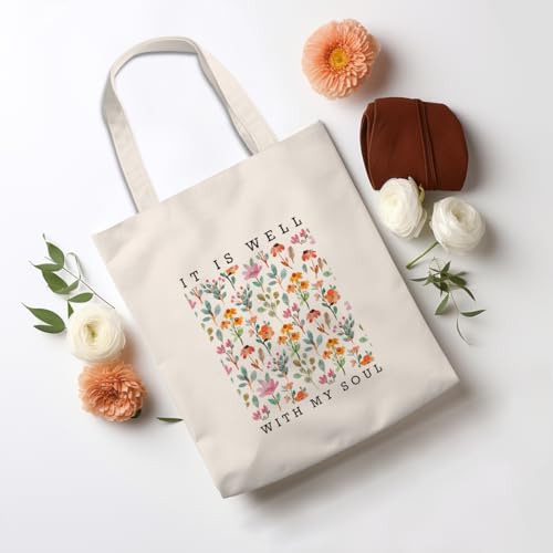 Inspirational Christian Gifts Canvas Tote Bag for Women Girls Christmas Friendship Birthday Grocery Bags - color: Wellsoul02