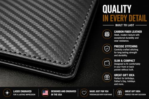 LaserGram Personalized Wallet, Christian Cross (Carbon Fiber Black/Silver) - color: Carbon Fiber Black with Silver