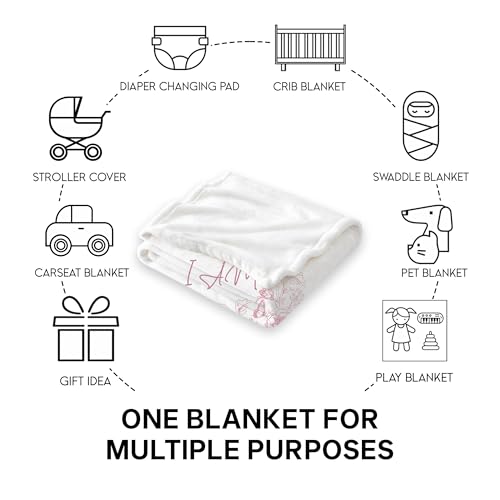 Personalized Baptism Blanket for Girl, Custom Pink Cross Baby Blanket, Christian Christening Gift, Catholic Scripture Throw Blankets, Floral Baptized in Christ Blankets, Goddaughter Keepsake - color: #Ver5