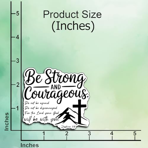 3Pcs Be Strong and Courageous Joshua 1:9 Bible Verse Stickers Christian Vinyl Sticker for Bible Journaling Jesus Faith Waterproof Sticker Water Bottle Laptop Phone Case Tumbler Mini Verse Decals 3x2.8