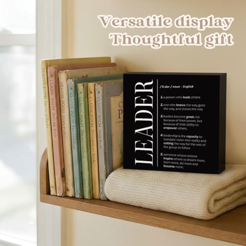 Leader Gifts Sign, Boss Mentor Supervisor Manager Gifts for Women - color: Black-Leader-5x5