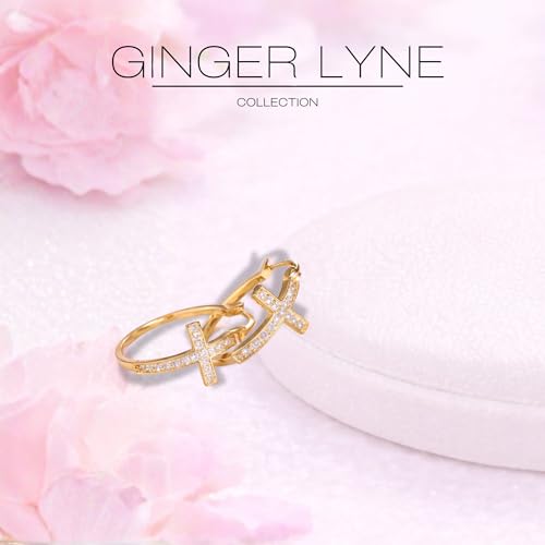 Cross Hoop Earrings for Women by Ginger Lyne – 20 or 30mm 14KT Gold Plated with Clear Cubic Zirconia – Jesus Religious Christian Jewelry for Church or All Occasion Wear - color: Gold Tone-20mm