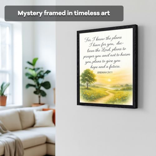 Watercolor sunset path and tree, “Plans to give you hope and a future” Jeremiah 29:11 Christian wall decor, matte framed wall art for nursery or living room, graduation gift, 8x10 inch - color: jeremiah 29:11【Framed】, size: 8"L x 10"W