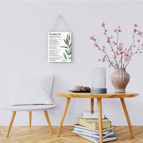 Inspirational Scripture Wall Art Bible Verses Psalm 91 Wall Decor Christian Wall Art Decor Prayer Room Decor Religious Gifts, Wooden Sign for Home Office Nursery Bathroom Decoration 8x10 Inches - color: psalm 91