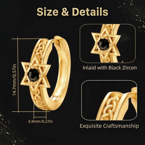 14K Gold Hoop Earrings for Women Gold Huggie Hoop Earring for Men - color: Celtic Knot-3
