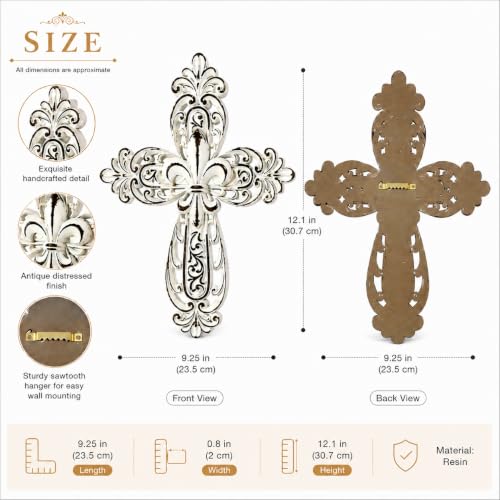 Comfy Hour 12 Inch Cross Wall Decor, Rustic White Cross for Wall