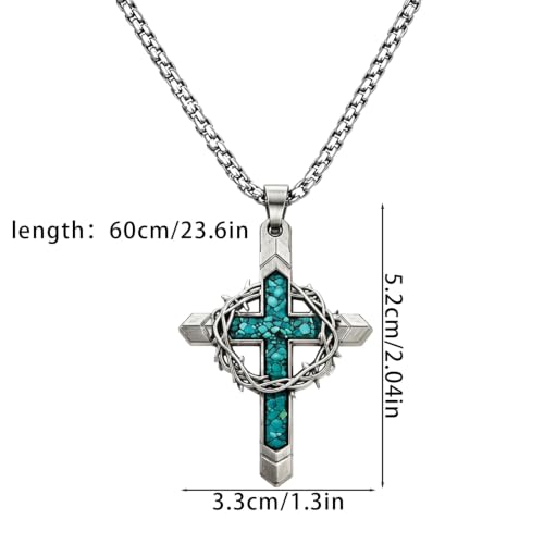 Cross Necklace with Crown for Men, Elegant Stainless Steel Chain featuring Detachable King Topper, Aesthetic Mens Jewelry for Modern Style or Bold Streetwear Present Ornament - color: Silver1