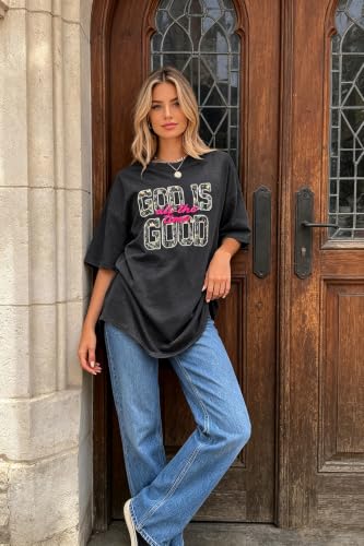 Christian Oversized Shirts Women Religious Faith Shirt Bible Verse Gifts Inspirational Graphic Jesus Tee - color: Grey5, size: Small