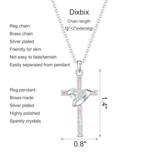 Baptism Cross Necklace for Women,First Communion Cross Necklaces Jewelry Gifts for Women - color: Girls Cross Heart