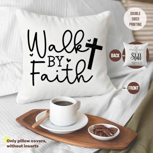 Inspirational Christian Gifts Throw Pillow Covers Bible Pillow Covers 18x18 - color: Faith01