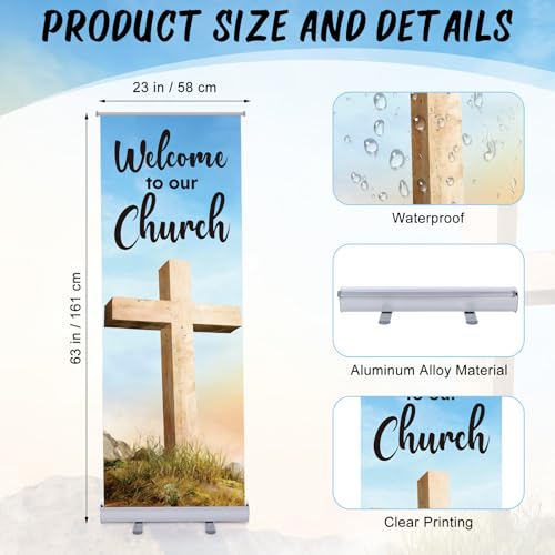 Ceenna Retractable Banners With Stand,Welcome to Our Church - style: Welcome To Our Church