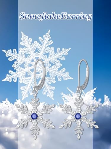 HPQQ Earrings for Women Sterling Silver Dangle Earrings Birthday Christmas Jewelry Gifts for Women Wife Mom - color: White Gold-Snowflake