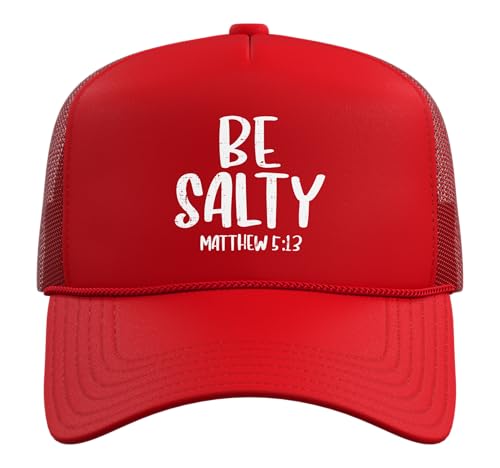 Be Salty Matthew 5:13 Bible Verse God Jesus Faith Christian Trucker Hat with Adjustable Mesh Back - color: Red