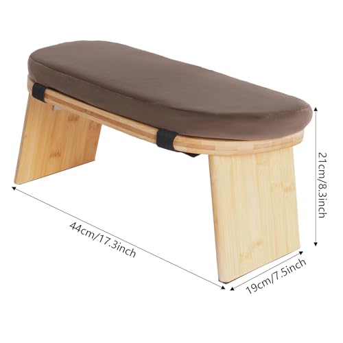 Bamboo Meditation Bench with Cushion, Folding Kneeling Meditation Bench, Portable Kneeling Chair for Kneeling or Sitting, 396.83lbs Load Max (Coffee) - color: Coffee