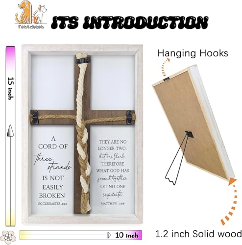 A Cord of Three Strands Wedding Sign, 15x10 Inch, White - color: White, size: 15X10Inches