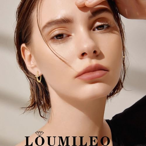 LOUMILEO Sterling Silver Cross Hoop Earrings for Women Rhinestone 20-40MM - color: Gold 20MM