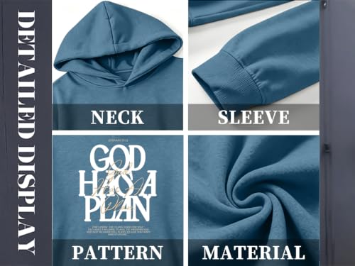 Christian Hoodies for Men God Has a Plan Graphic Tops - color: Blue, size: Medium