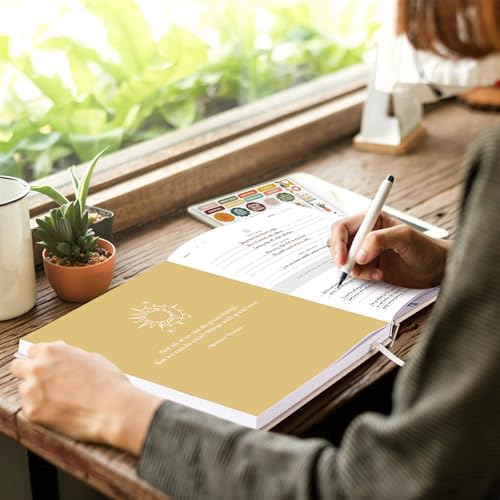 Lanpn Daily Gratitude Journal for Woman Men, 4 Month Mindfulness & Affirmation Planner, 7.8"x9.2" The 5 Minute Grateful Diary, Guided Reflection with Positivity Prompts Undated Notebook, Beige - color: Beige