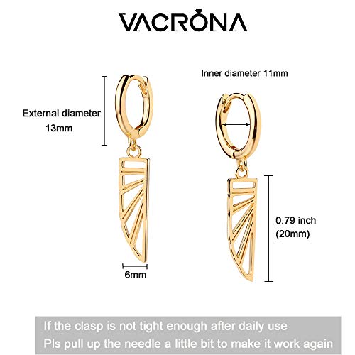 VACRONA Gold Heart Hoop Earrings Huggie Earrings for Women 14k Gold Plated Small Hoops Earrings - color: Knife GD