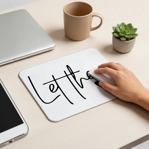 Let Them Inspirational Mouse Pad for Desk, Mental Health Gifts, Positive Affirmation Mousepads for Wireless Mouse Computers Laptop Home Office Supplies Accessories, 9.5x7.9 Inch(White) - color: 1