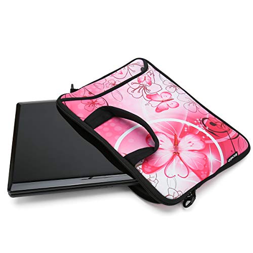 RICHEN 10 inch Messenger Bag Carrying Case Sleeve with Handle Accessory Pocket Fits 7 to 10-Inch Laptops/Notebook/Kids tablet (7-10.2 inch, Pink Butterfly) - color: Pink Butterfly, size: 7-10.2 inch