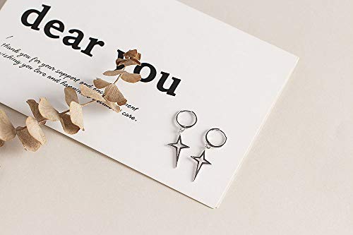 Minimalist Cross Star Dangle Drop Small Hoop Earrings for Women Girls 925 Sterling Silver Charms Huggie Hoops Constellation Tiny Star Cartilage Earring Pierced Ear Crucifix Jewelry - style: Silvery