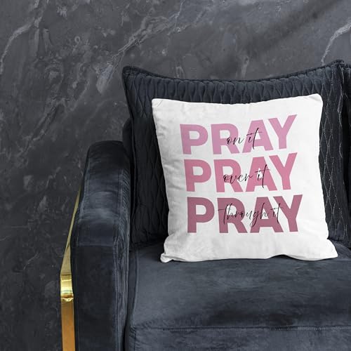 Nogrit Inspirational Pillow Covers - Decor 'Pray Over It' Bible Verse Pillow Cover, Christian Gifts for Women, Throw Pillow Cover 18x18 Inch - color: Pray
