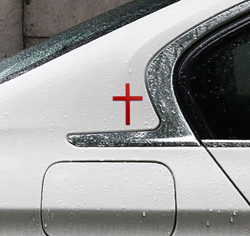 Metal Jesus Christ Cross Badge Stickers, 3D Three-Dimensional Metal Sticker, Cross Car Logo Sticker, Motorcycle Car Modified Tail Exquisite Emblem Stickers Decorative,Timeless Faith (Silver*2) (Red) - color: Red