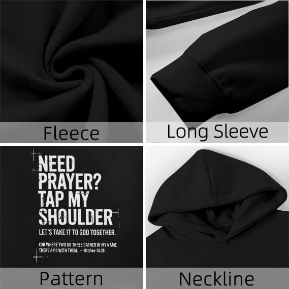 Christian Hoodies for Men Jesus Cross Casual Tops - color: Black, size: Medium