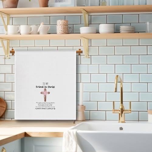 Christian Friendship Gifts Kitchen Towels, Best Friend Christian Gifts Dish Tea Towels, Religious Cross Friendship Decorative Hand Towel for Kitchen Bathroom, 16x24 Inch - color: Friend