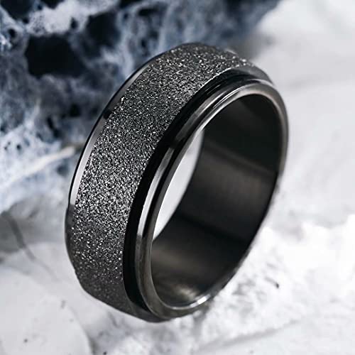 King Will 316L Stainless Steel Spinner Ring for Men Women Size 4-16 - color: E-Blasted Black