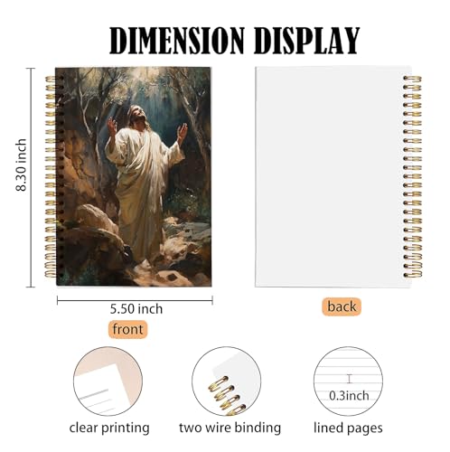 bitCNY Jesus in Prayer Notebook – Powerful Christian Art Journal with Divine Light, 8.3x5.5 Inches Faith Notebook for Men and Women 412 - color: white-Jesus in Prayer