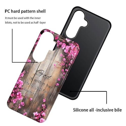 for Galaxy A57 5G Case, Heavy Duty Shockproof Protection Soft Silicone Rubber+Hard Plastic Hybrid Protective Case for Samsung Galaxy A57 5G 6.7" 2026,Floral Bible Verse Psalm 46:5 - color: Floral Bible Verse Psalm 46:5, size: for Galaxy A57 5G