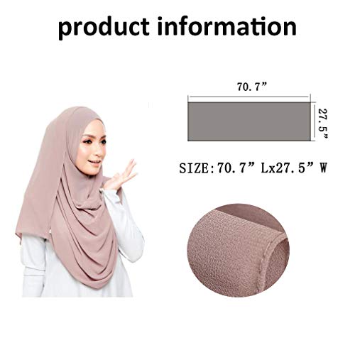 LMVERNA Solid Color Bubble Chiffon Scarf for Women Fashion Soft Hijab Long Scarfs Wrap Scarves - color: Light Khaki