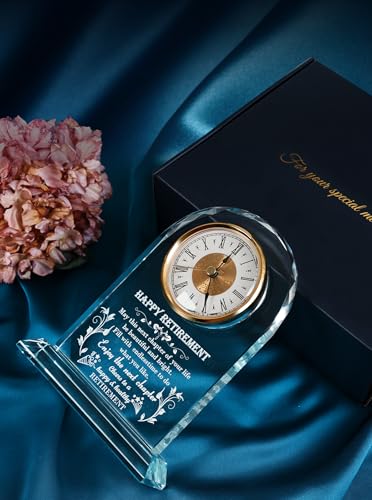 Retirement Gifts for Women Men 2026, Unique Engraved Glass Clock Plaque - color: Retirement Gift a