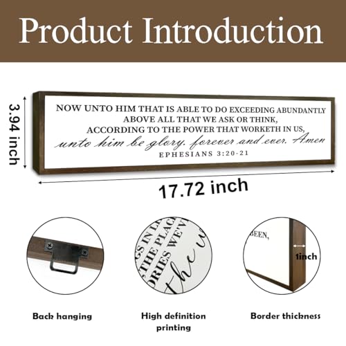 Christian Wood Sign, Farmhouse Decoration for Table Shelf, Scripture Decor Art, Church Room Decors, Home Decor for Living Room, Ephesians 3:20-21 Sign 17.8x4x1.2 inches - color: Religion Sign 23