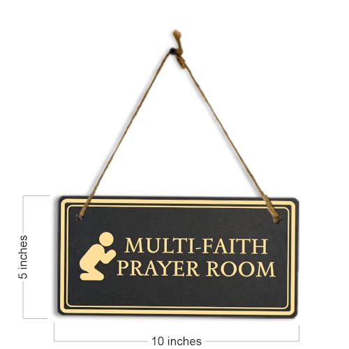 Multi-Faith Prayer Room 5x10 Hanging Plus Wall or Door Sign | Rustic Twine | Workplace Religion Signage