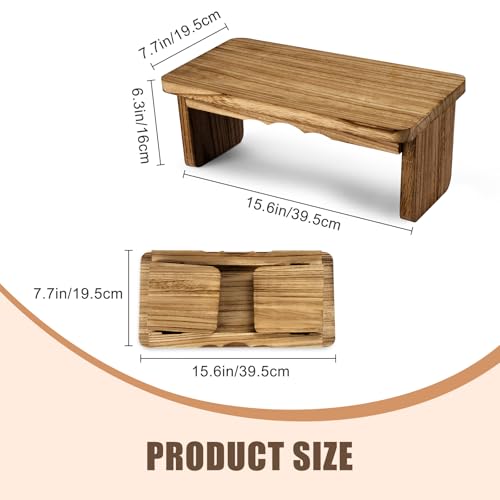 Meditation Bench Kneeling Stool Foldable Wooden Prayer Seat - color: Dark Wood