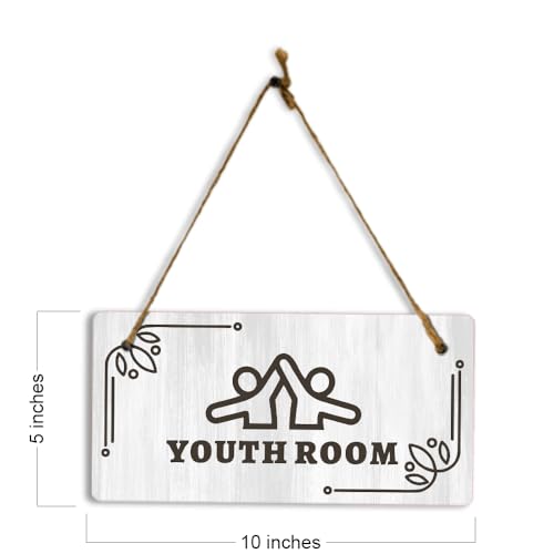 Youth Room 5x10 Hanging Plus Wall or Door Sign | Religious Rustic Wood Sign
