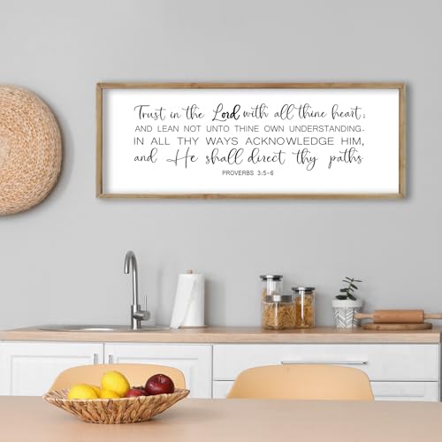 FZMHASLWW Christian Wall Art Proverbs 3:5-6, 32"×12", Wood - color: Proverbs 3:5-6 (Wood), size: 32"L x 12"W