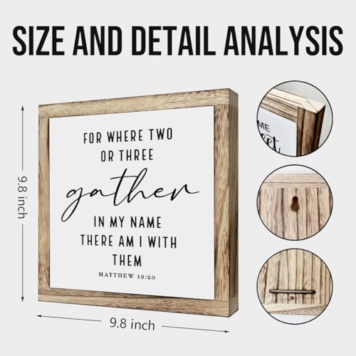 Rustic Christian Scripture Wood Sign - Matthew 18:20, Where Two or Three Gather - Home, Church, Office Decor - color: Christian 02