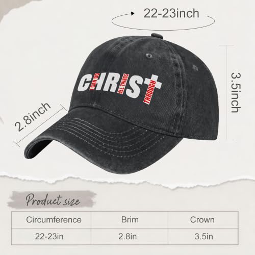 Religion Christ Christian Jesus Baseball Cap for Men Women Adjustable Retro Washed Golf Dad Caps Funny Graphic - color: I Can Do All Things Through Christ