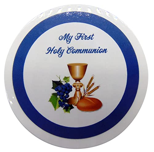 First Communion Rosary Blue Glass Beads Chalice Crucifix Protective Case