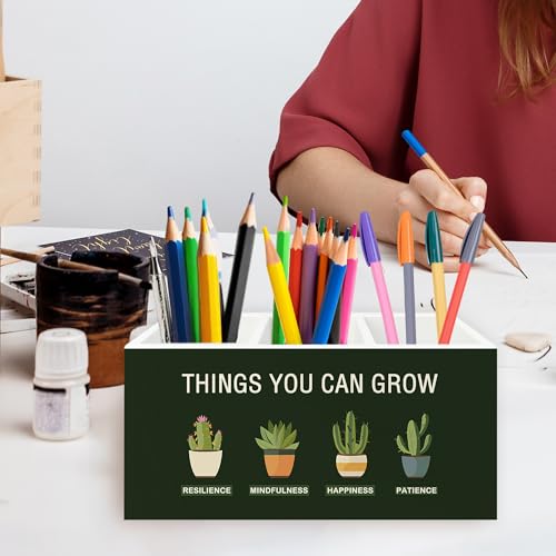 Mental Health Pen Pencil Holder Organizer for Desk, Things You Can Grow Motivational Wooden Box Signs Decorations for Therapy Counselor Office Desk Tabletop, Inspirational Office Decor - color: Color17