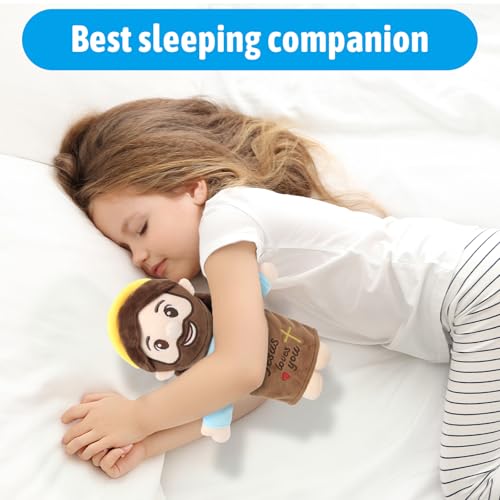 Yelakey Jesus Plush 10", Jesus Plush Stuffed Doll with Halo, White-Skinned Big-Eyed Cute Plushie Gifts for Kids, Christian Stuff Religious Party Toys for Church Easter Christmas Baptisms Favors - color: Brown-big-eyed