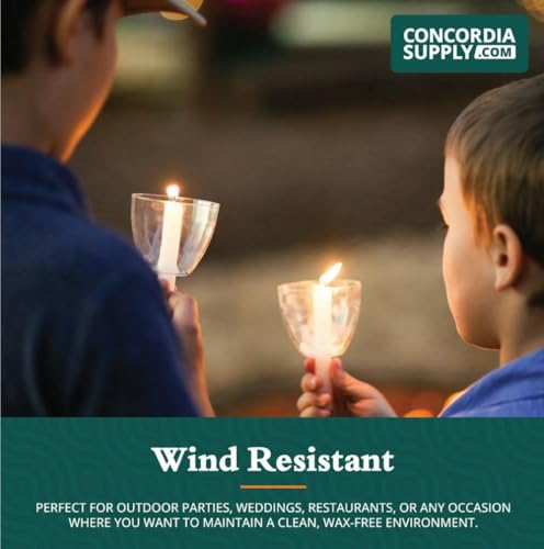 Concordia Supply 4.25" x 1/2" Candles w/Clear Plastic Shields, Set of 100 - size: 4.25 inches