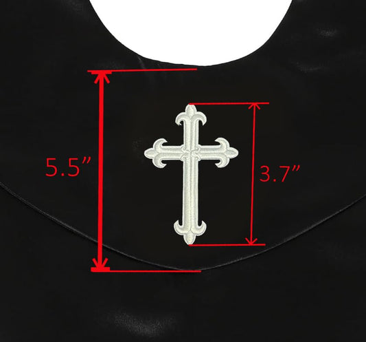 GradPlaza Unisex V Shape Church Choir Stole with Gold or White Embroidery Cross for Adults Church - color: Black, style: White Cross