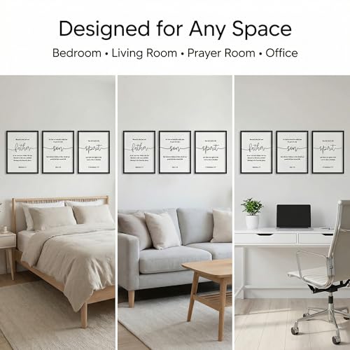 Christian Wall Art Set of 3 Minimalist Bible Verse Posters, 11x14 Unframed