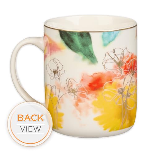 Christian Art Gifts Pastel Floral Ceramic Bible Verse Coffee Mug for Women - color: Multi/Thy Faithfulness