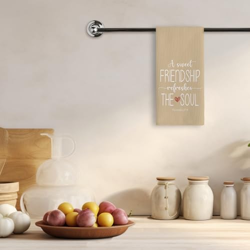 TNUW Friend Gifts for Women Kitchen Towels 16X24In, Christian Gifts for Women Faith, Friends Gifts, Friendship Gifts Hand Tea Towels for Kitchen Bathroom Decor(Light Beige) - color: Light Beige